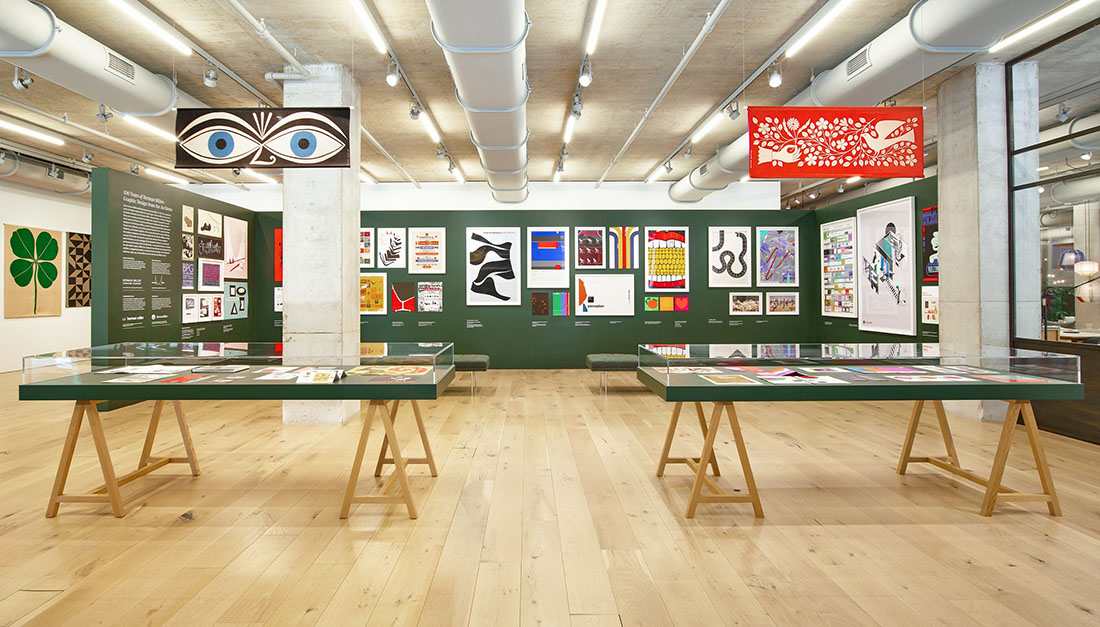 Herman Miller 100th anniversary archival graphics exhibition at the brand's Fulton Market Showroom